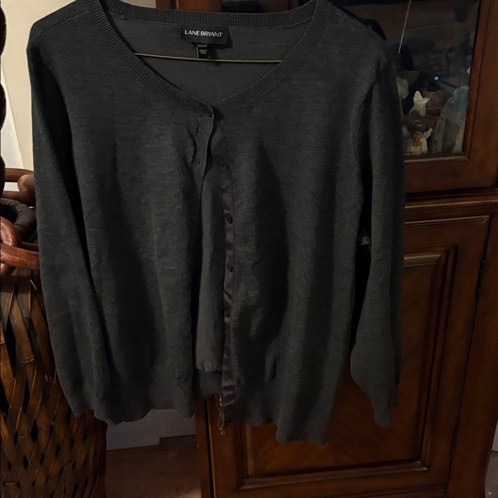Lane Bryant Charcoal Button-Up Cardigan